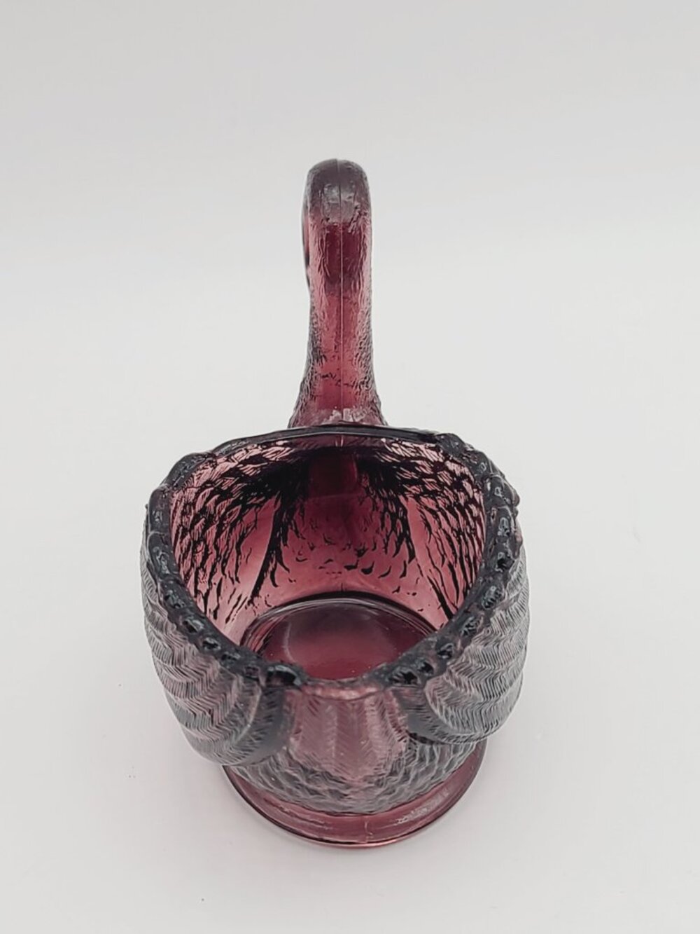 LG Wright Glass Vintage MCM Amethyst Swan Standard Open Salt Cellar 3.75" Long - Picture 5 of 8